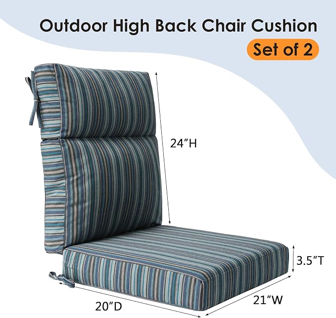 Unimatta Sunbrella Outdoor High Back Chair Cushion Seat Pads, 44 x 21 Inch - Image 6