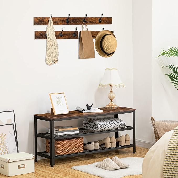 HOOBRO Hall Tree Entryway Storage Bench, Coat Rack Shoe Bench, Shoe Rack - Image 4