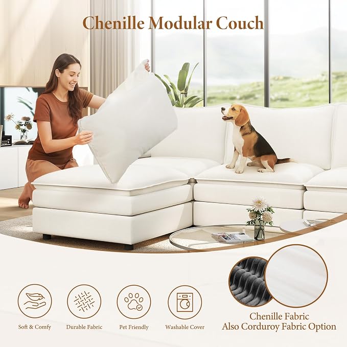 Vesgantti 142" Oversized Sectional Sofa Bed, 8-Seater Modular Sleeper Cloud - Image 6