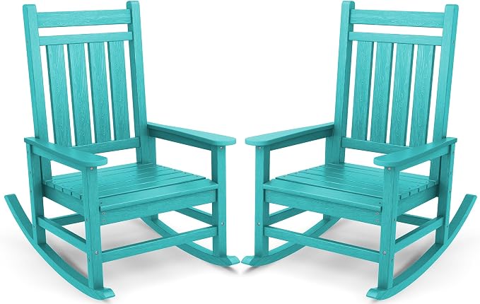 SERWALL Oversized Outdoor Rocking Chair Set of 2, HDPE Rocker by SERWALL