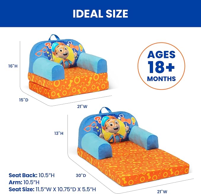 Delta Children - Blippi Cozee Buddy Flip-Out Kids Chair - Image 3