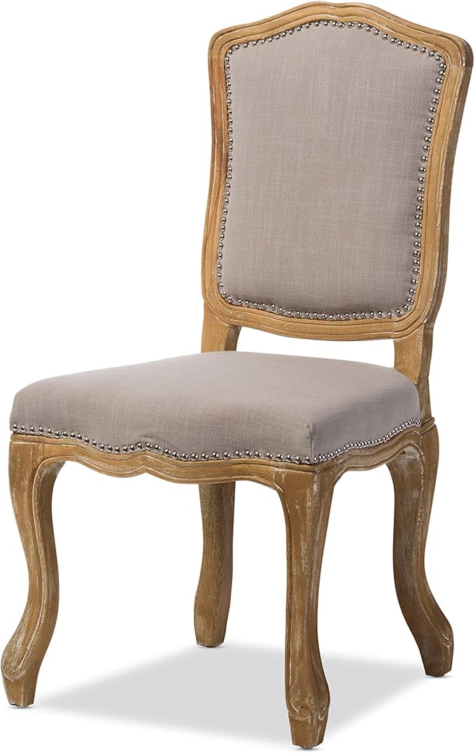 Baxton Studio Chateauneuf French Vintage Cottage Weathered Oak Linen by BaxtonStudio