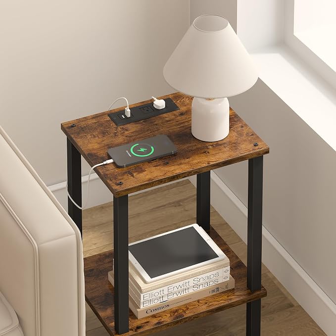 TUTOTAK End Table with Charging Station, Side Table with USB Ports and Outlets - Image 6