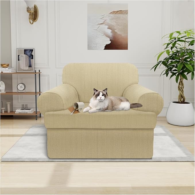 Waterproof Chair Cover with Arms 2-Piece Set Striped Slipcover by Pfrstuv