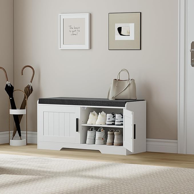 Homleke 2-Tier Storage Bench, Shoe Bench - Image 3