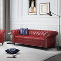 Mid-Century 3 Seater Sofa, Faux Leather Couch by YUCHIATHSoulFurniture