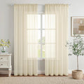 MIULEE 2 Panels Solid Color Light Cream Sheer Window Curtains Elegant Window by MIULEE