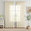 MIULEE Light Cream Sheer Curtains 96 inches Long Window Curtains 2 Panels Solid by MIULEE