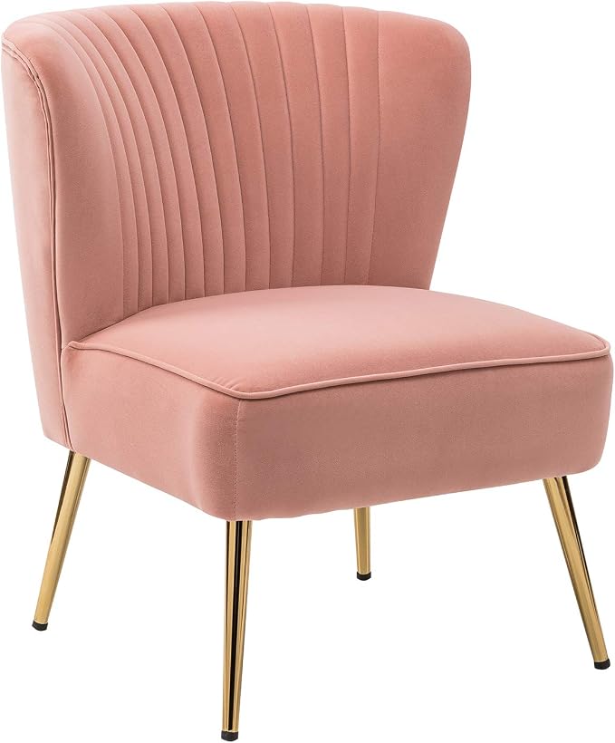 HULALA HOME Velvet Accent Chair, Modern Upholstered Cute Side Chair - Image 8