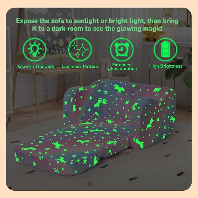 MeMoreCool Glowing Rainbow Unicorn Kids Chair - Image 4