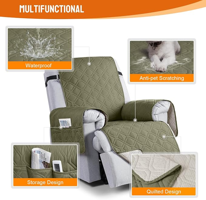 VANSOFY 100% Waterproof Recliner Chair Covers, Recliner Cover Non-Slip Dog - Image 7