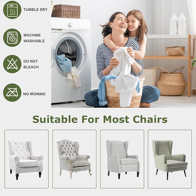 HAOYONG Wing Chair Slipcovers Printed Wingback Chair Covers 2 Pieces Wingback - Image 6