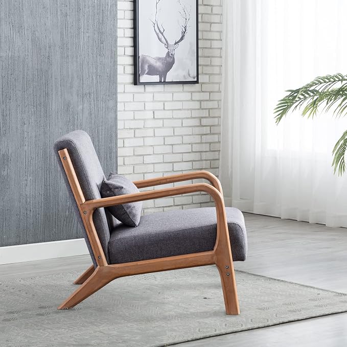 INZOY Mid-Century Modern Accent Chair Set of 2, Dark Grey Living Room Chairs - Image 7