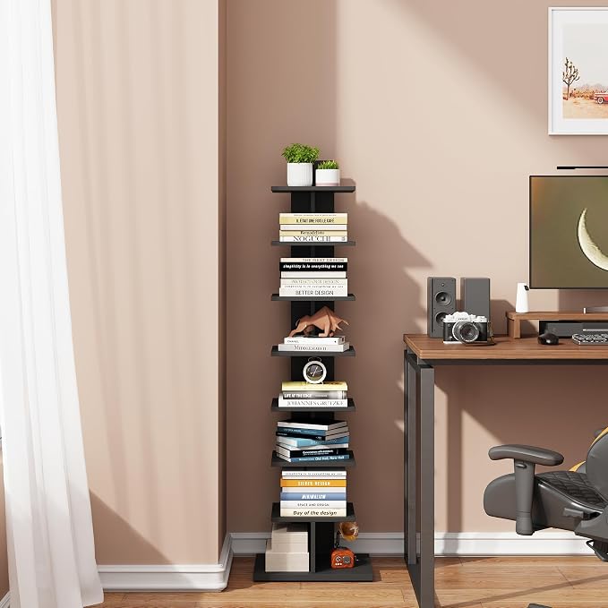 TUTOTAK Narrow Bookshelf, 8-Tier Bookcase, Spine Book Shelf - Image 8
