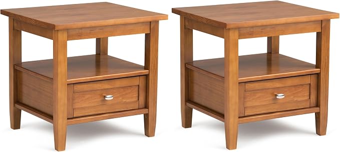 SIMPLIHOME Warm Shaker Solid Wood 20 inch Wide Transitional-Style End Tables in by SimpliHome