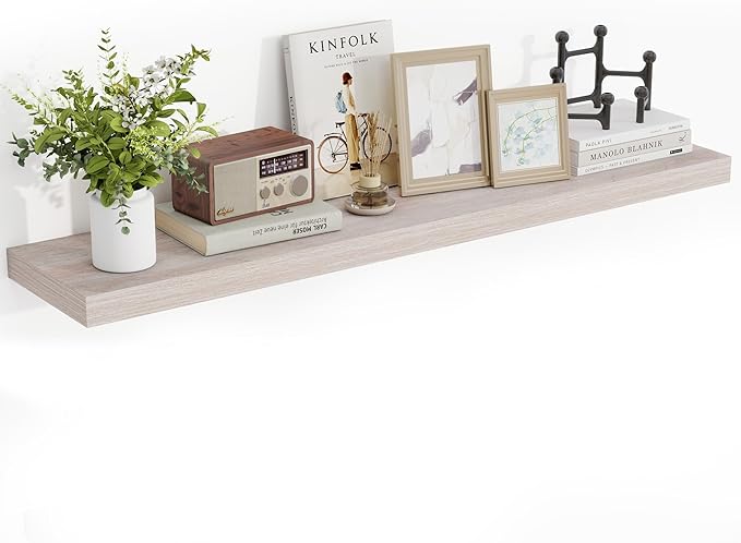 Acovy 48 Inch Floating Shelves, 3D Textured Wood Grain, Wooden Shelves by Acovy