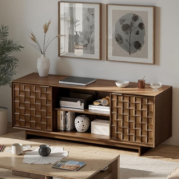 COLAMY TV Stand with Two Doors, Entertainment Center 59" with Adjustable by COLAMYHOME