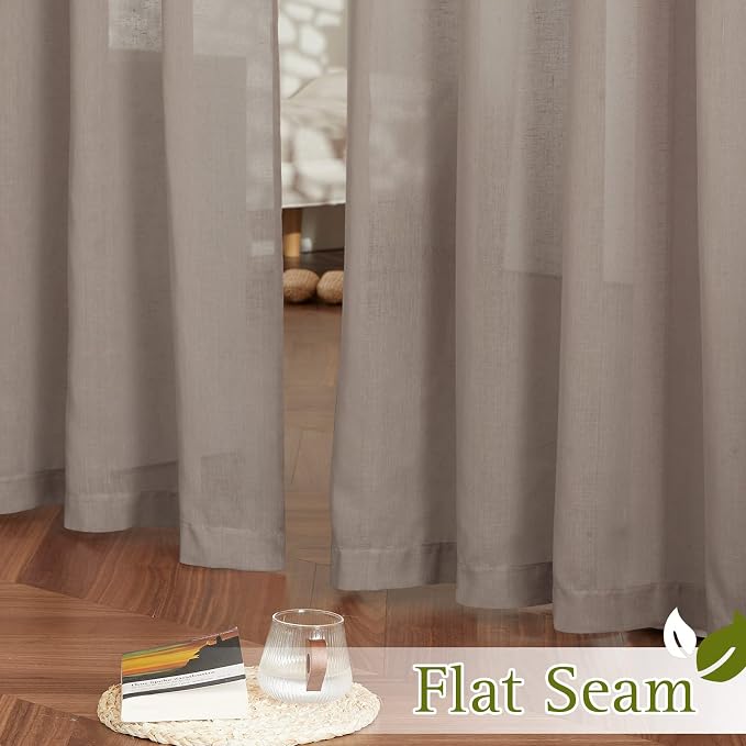 NICETOWN Semi Sheer Linen Curtains 45 inch Long - Image 6