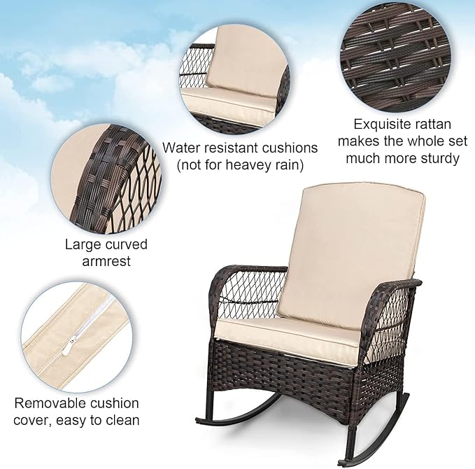 LEVELEVE Patio Furniture Set Outdoor Rattan Chair Wicker Sofa Garden - Image 7