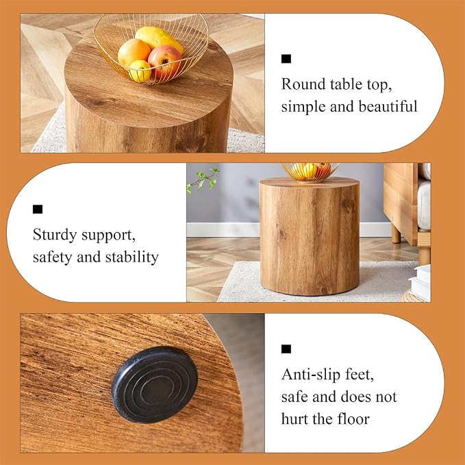 Round Side Table, End Table Living Room Table, Sofa Couch Bedside Table - Image 6