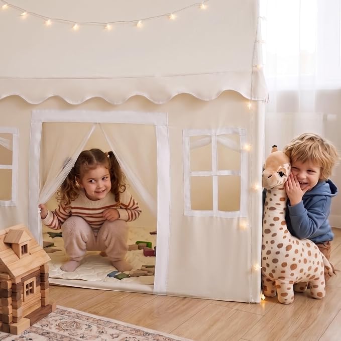 Tiny Land Play Tent with Padded Mat & LED Lights, Kids Tent, Playhouse - Image 4