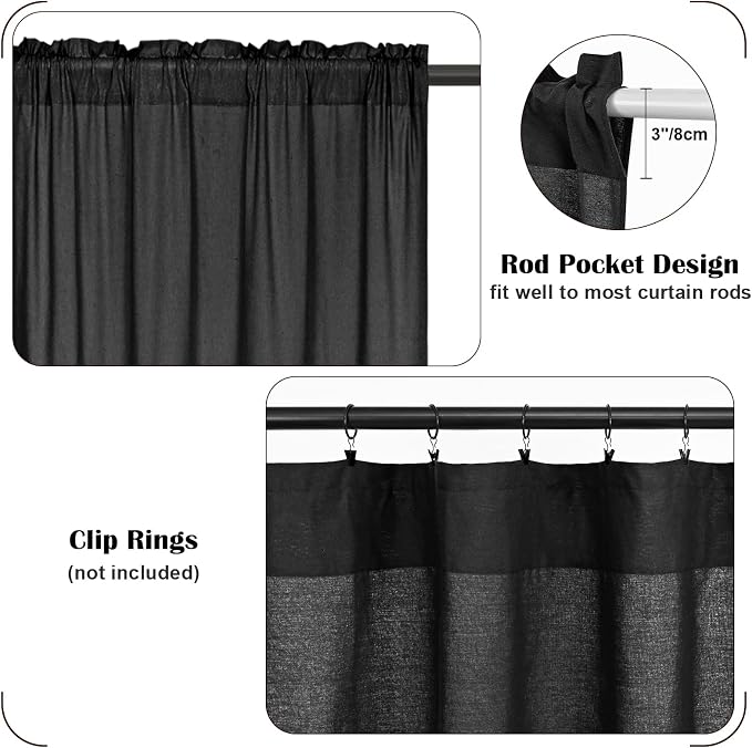 FRAMICS Farmhouse Swag Curtain, Boho Cotton Linen Valance Curtain, Country Rod - Image 6