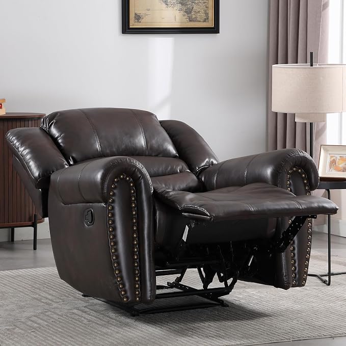 CANMOV Leather Recliner Chair, Classic and Traditional Manual Recliner Chair - Image 8