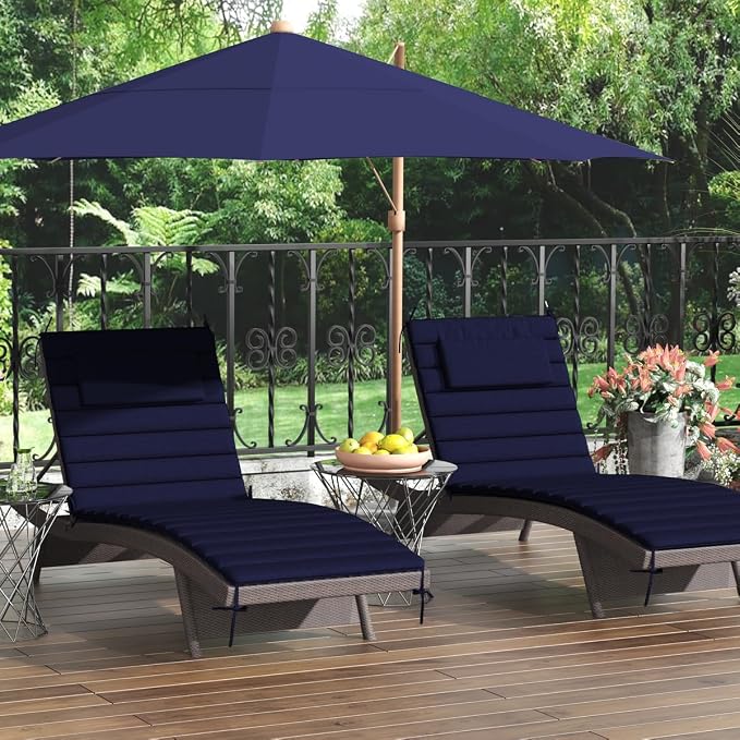 Sundale Outdoor Olefin Quilted Lounge Cushion Set of 2, Patio Foldable Chaise - Image 9