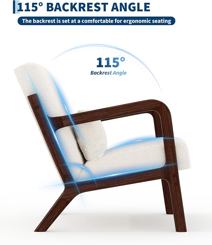 Garvee Mid-Century Accent Chair Set of 2, Sherpa Upholstery, Cozy Reading Chair - Image 5
