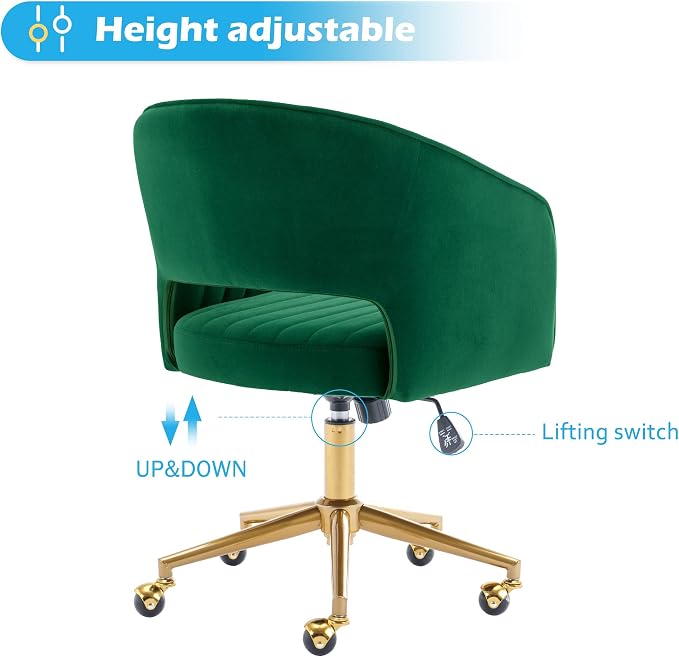 Home Office Chair Swivel Velvet Desk Chair Accent Armchair Upholstered Modern - Image 4