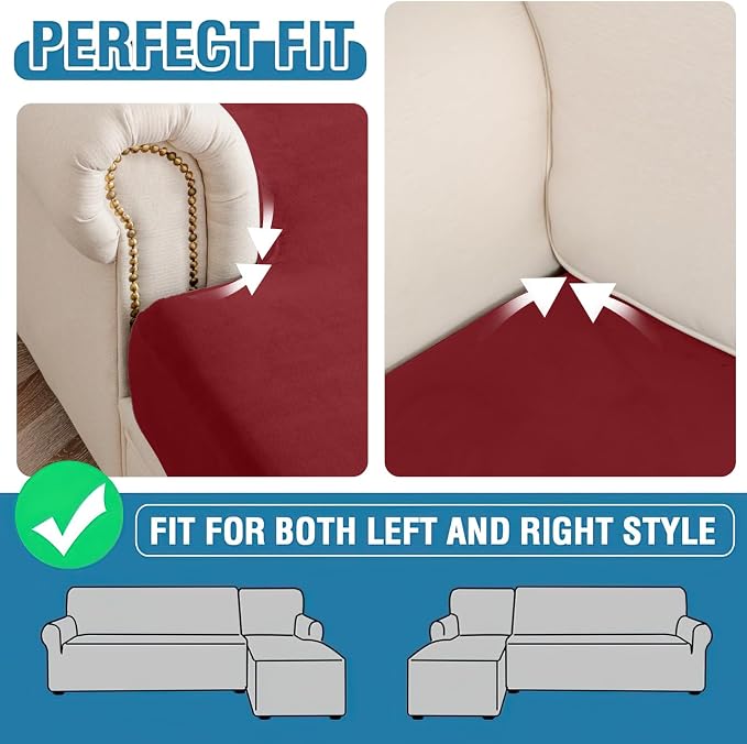 Couch Cover Stretch Velvet Sofa Cushion Cover 2-Piece - Image 7