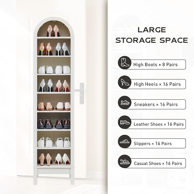 IFGET 71" Tall Arched Bookshelf, 8 Tiers Arch Bookcase - Image 4