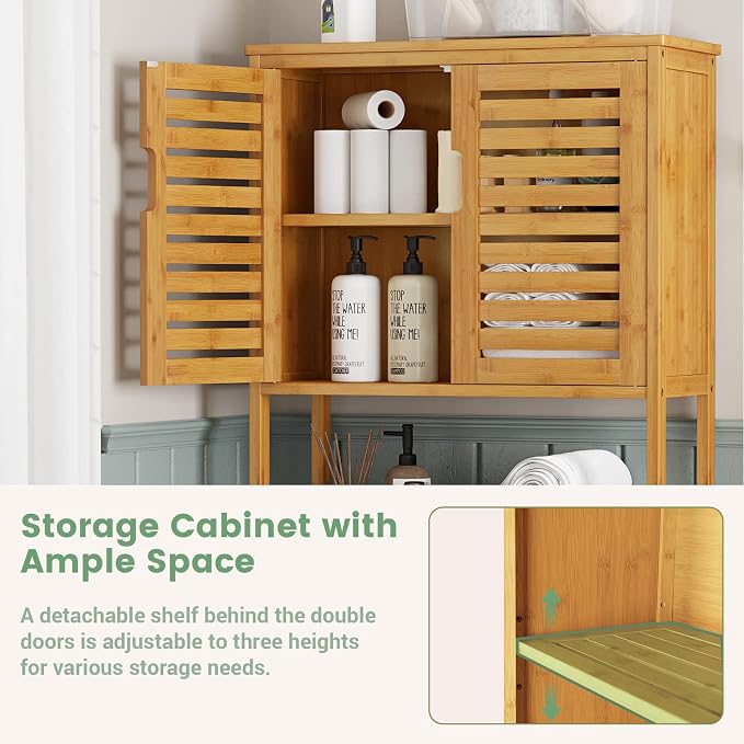 VIAGDO Over The Toilet Storage Cabinet, Tall Bathroom Cabinet Organizer - Image 8