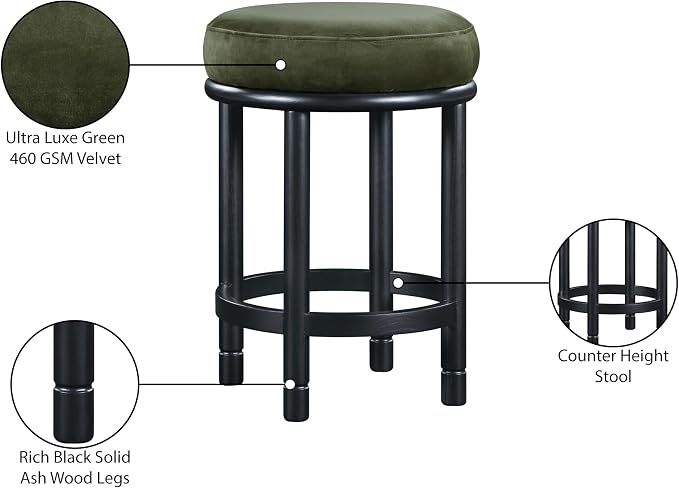 Meridian Furniture 977Green-C Monette Collection Art Deco Counter Stool - Image 7