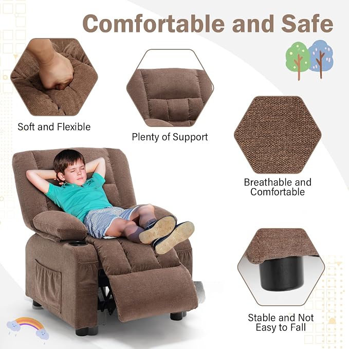 BOSMILLER Kids Recliner Chair， Push Back Toddler Recliner - Image 4