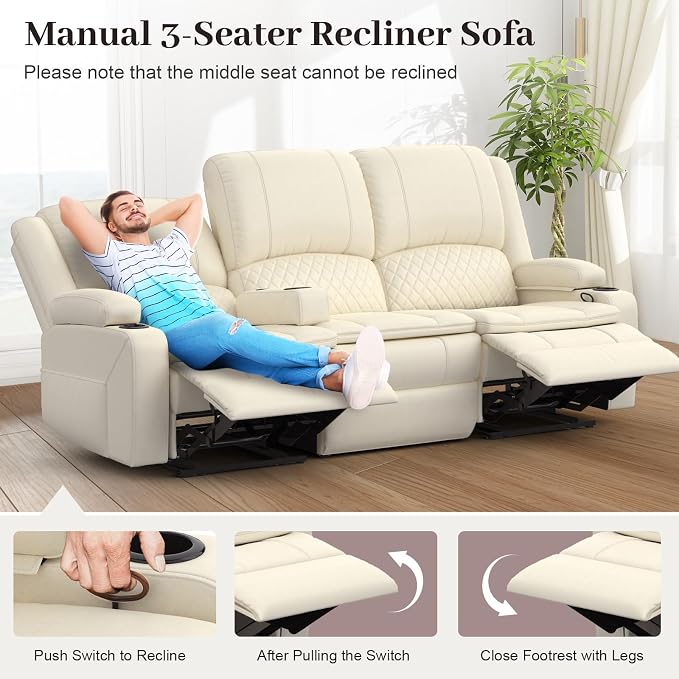 Yolsali 3 Seater Recliner Sofa Set - Image 4