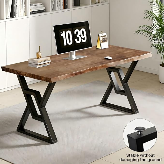 55inch Rustic Brown Solid Wood Computer Desk - Image 3