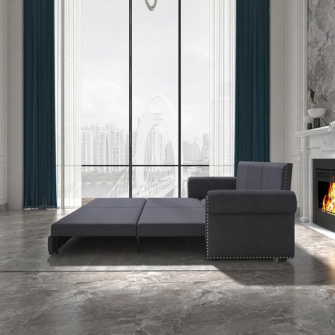 93.7" King Pull Out Sofa Bed, 3 in 1 Convertible Sleeper Sofa Couch 3-Seater - Image 6