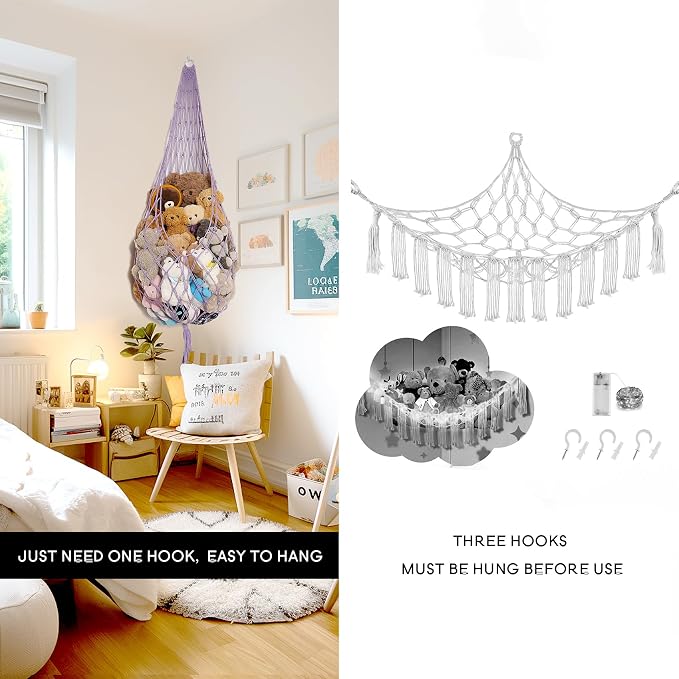 Amdermi Upgrade Stuffed Animal Hammock Corner or Wall Hanging Net - Image 4