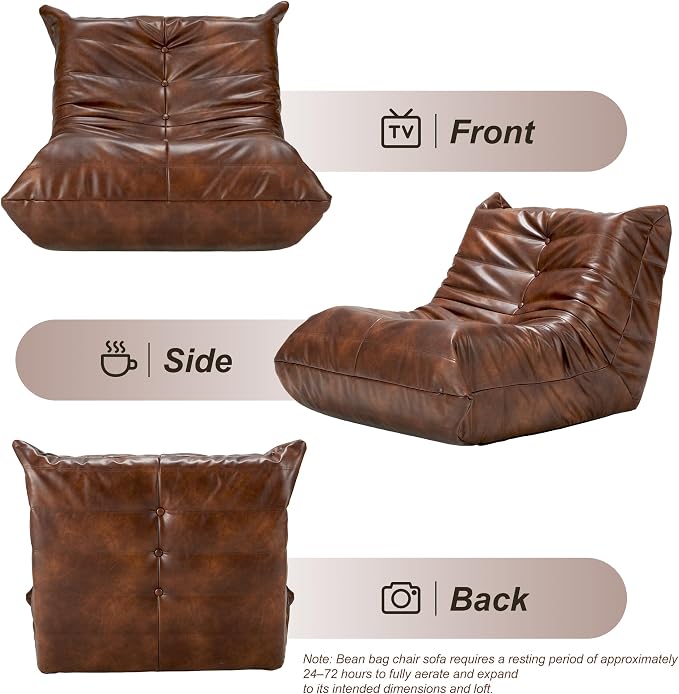 Hobestluk Giant Bean Bag Chair Lazy Floor Sofa, Memory Foam Fireside Sofa - Image 8