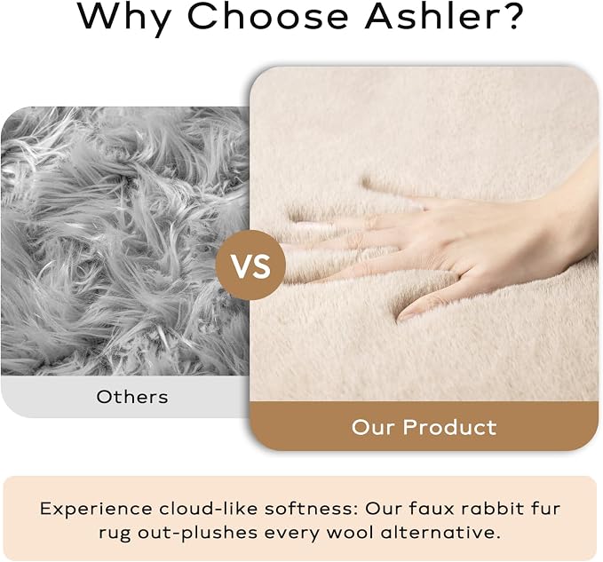 Ashler HOME DECO Ultra Soft Faux Rabbit Fur Chair Couch Cover Area Rug - Image 3