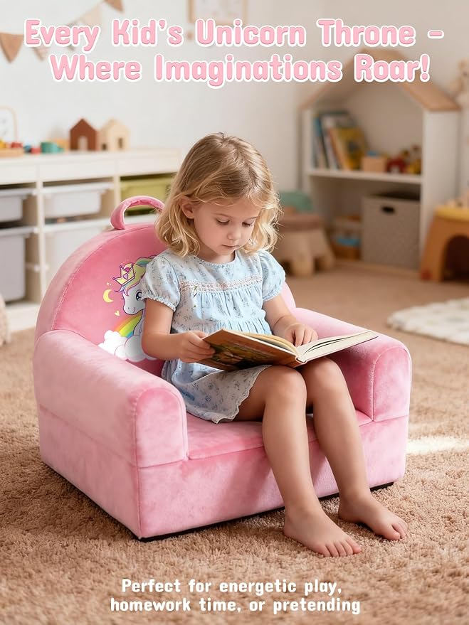 Kids Sofa Chair with Removable Washable Cover & Magic-Tape Backrest Toddler - Image 5