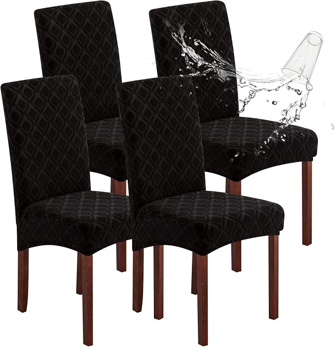 Genina Waterproof Chair Covers for Dining Room, Stretch Jacquard Dining Chair by Genina