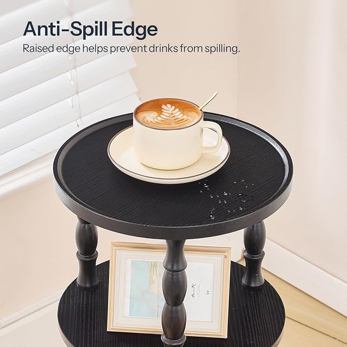 HOOBRO Round Side Table for Small Space, 3-Tier Small Round End Table - Image 6