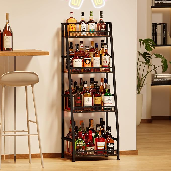 4-Tier Trapezoid Liquor Stand for Home Bar, Stepped Wine Rack Freestanding - Image 7