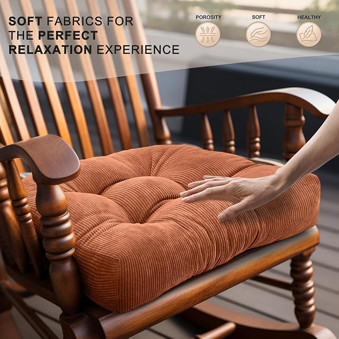Lokex Rocking Chair Cushion Only, Tufted Non-Slip Comfortable Rocking Chair - Image 4