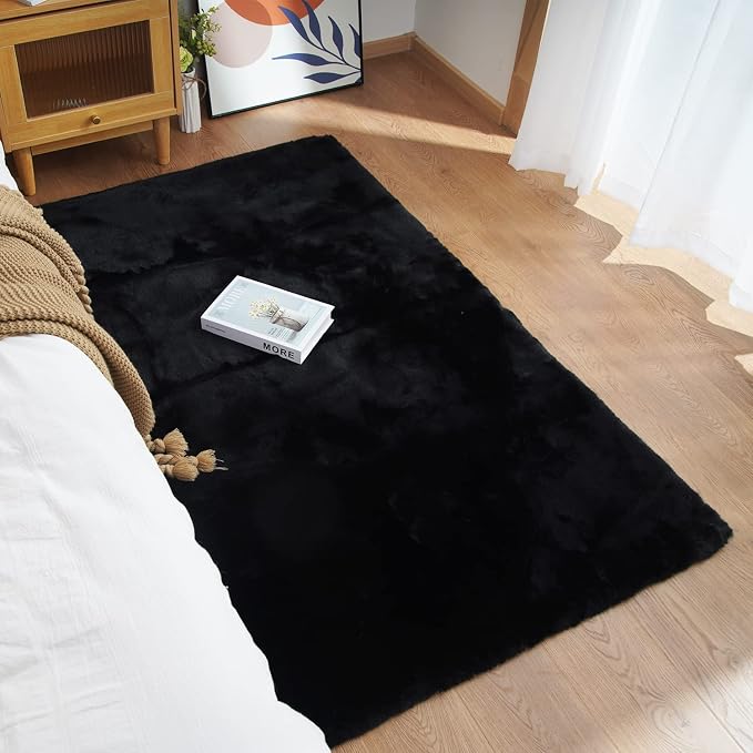 Ghouse Ultra Soft Faux Rabbit Fur Rug, Machine Washable Area Rugs - Image 3