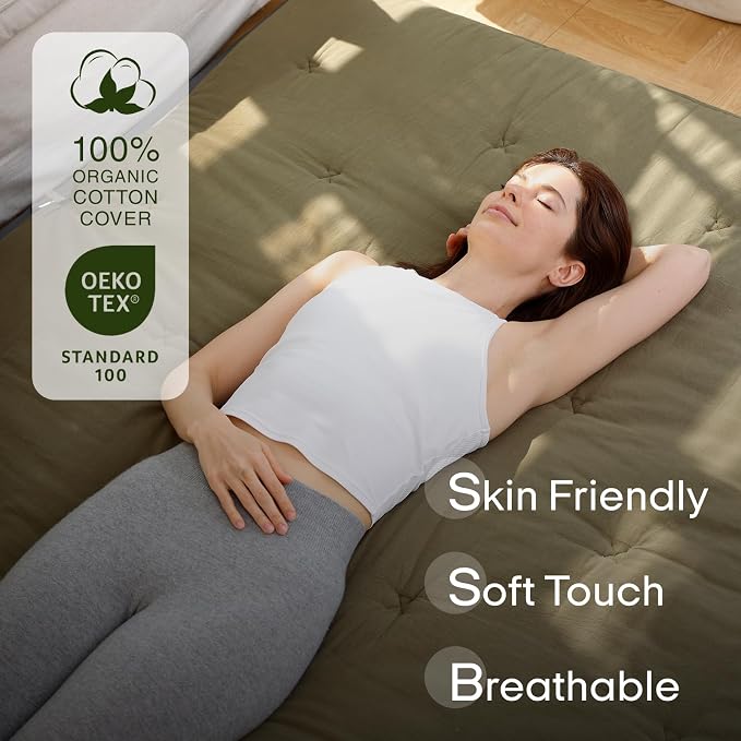 ZonLi Japanese Floor Futon Mattress Twin Size 75"x 39", 100% Cotton Cover 4'' - Image 2
