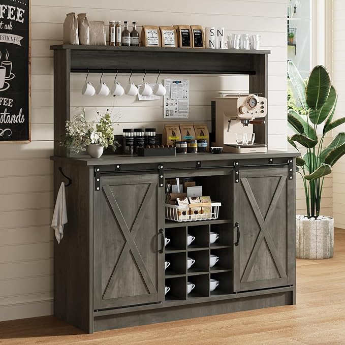 4ever2buy Farmhouse Coffee Bar Cabinet by 4ever2buy