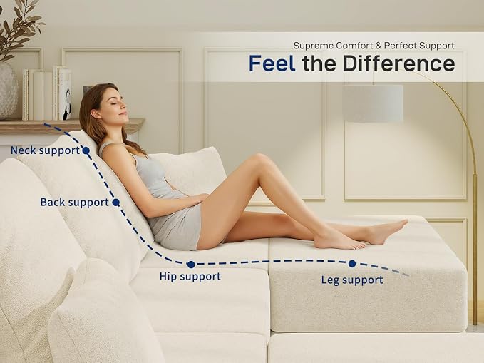 Living&Giving 128" U-Shaped Cloud Sectional Couch - Image 3